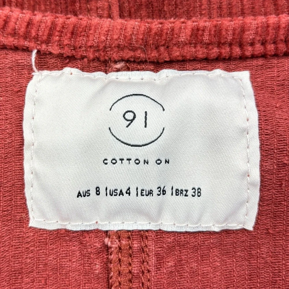 Cotton On Womens 4 Rust Orange Corduroy Pinafore Overall Jumper Dress 2003502